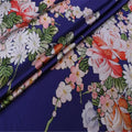 Fashion Japanese Hand Paint Flower Print Style Luxury Elastic Silk Stretch Satin Fabric for Lady Mermaid Dress Clothing