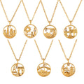 Dainty Famous City Engraved Zircon Pendant Necklace Trendy Geometric Stainless Steel 18K Gold Plated Non-Tarnish World Map