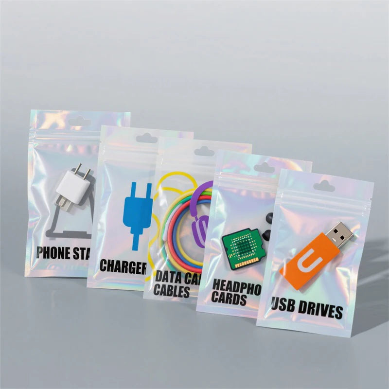 Zipper Laser Clear Printed Plastic Hologram Mylar Ziplock Custom Packaging Holographic Zip Bag