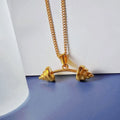 Vintage Jewelry Pendant Mens Stainless Steel Hand Weight Lifting Barbell Dumbbell Pendant Necklace Fitness Gym Sports Chain