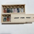 Natural Crystal Gravel Bottle Wooden Gift Box Healing Stones Quartz Chips Glass Bottle Wishing Bottle