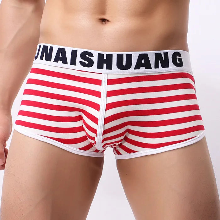Fashionable Sport Striped Men's 95% Cotton Boxers Underwear Youth Underpants