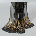 New Arrival Cheap Summer Woman Plain Shawl Peacock Printed Hijab Gold Glitter Polyester Scarf