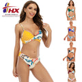 2024 Luxury Push up 2 Piece Set Split Swimsuit Women European American Floral Print Brazilian Eco-Friendly Beach Swimwear Sling