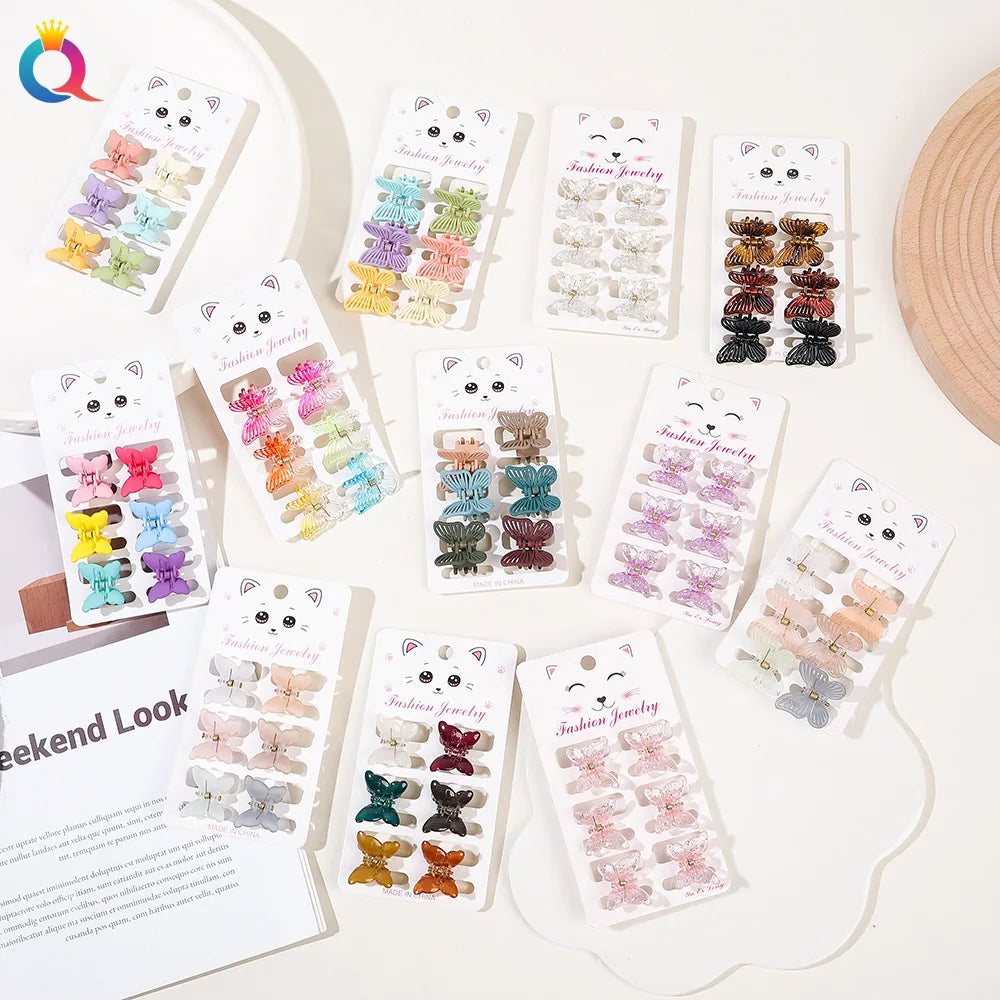 QIYUE Butterfly Small Clip Small Hair Clip Color 6 Pack Bangs Clip Set Hair Accessories