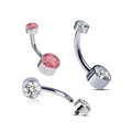 G23 ASTM F136 Titanium Round Cubic Zircon Inlay Belly Button Rings Barbell 14G Navel Piercing Body Jewelry