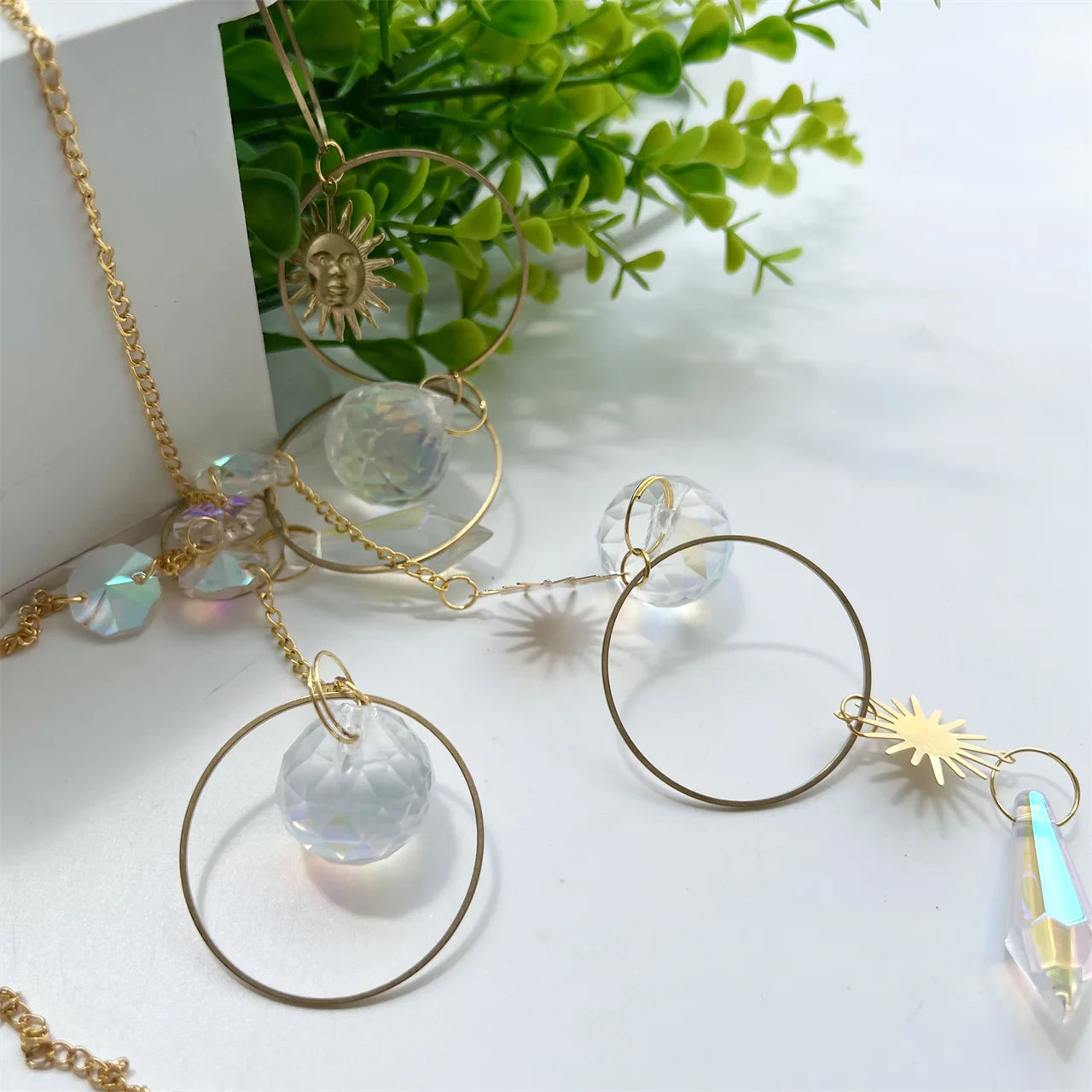 Healing Crystals Wind Chimes Stones  Prism Hogar Hanging Crafts Pendant Sun Catcher for Energy