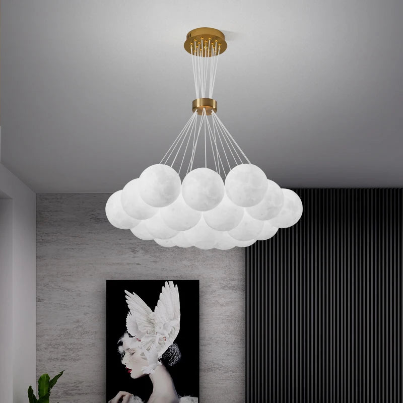 Nordic Moon Lamp Cover Decoration Chandelier Living Room Dining Room Kids' Room Bedroom LED Pendant Light