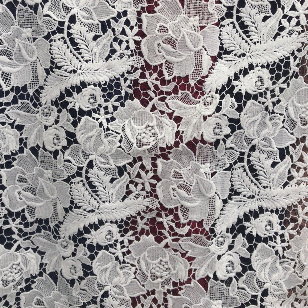 Wedding Embroidery Lace Fabric White Guipure Dress Lace Fabric Wholesale