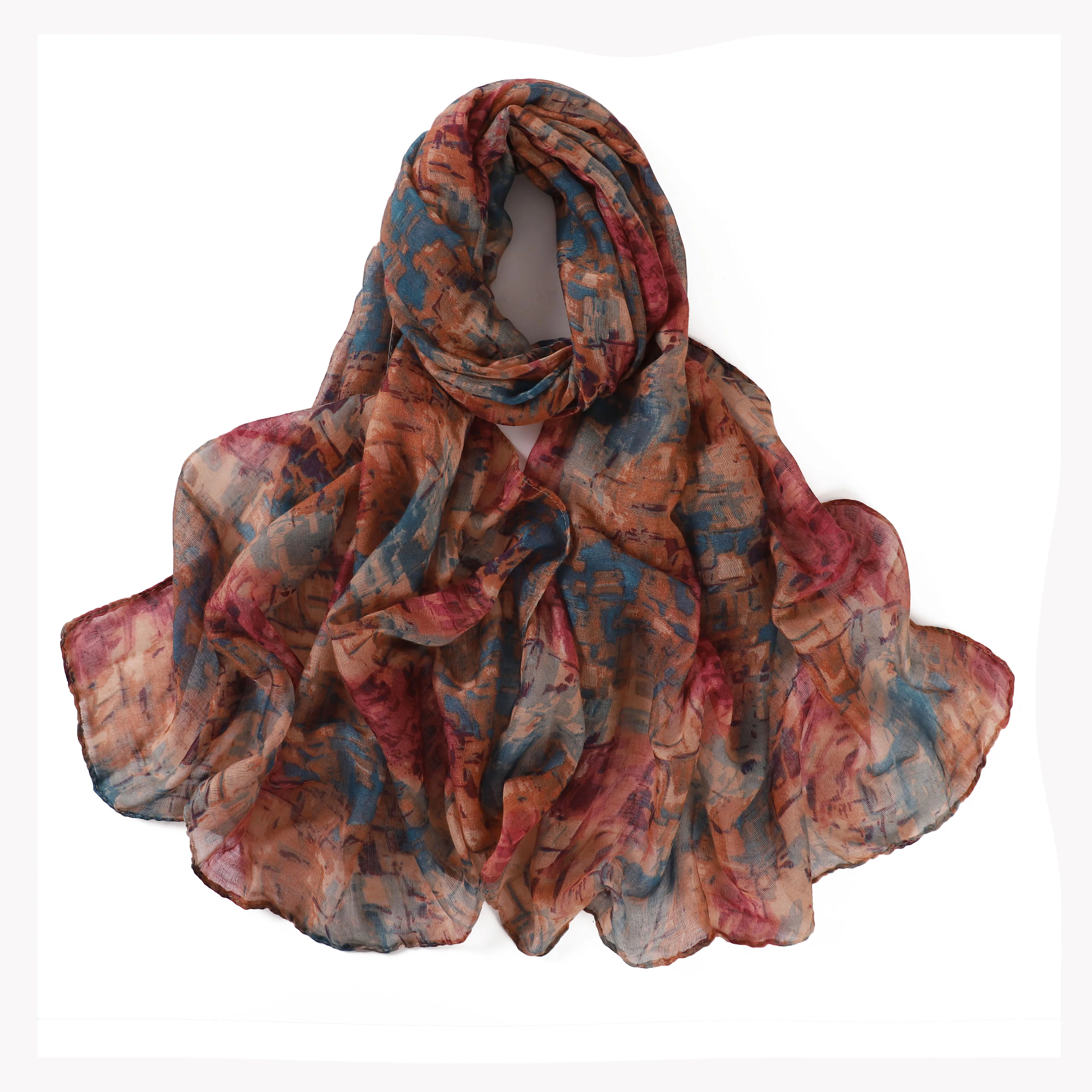 Fashion Muslim Hijab Women Printing Long Soft Viscose Scarf Wholesale Arab Malaysian Turkish Dubai Style Shawls for Daily Wear