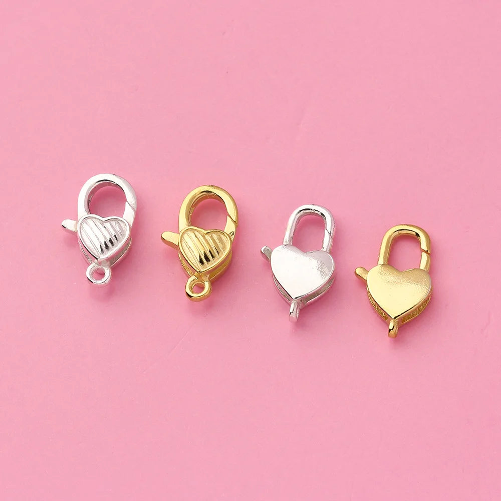 Personalized Fashion 925 Sterling Silver Stripe Heart Spring Clasp for Jewelry Making Accessories Wholesale