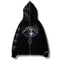 Salati Manufacturer High Quality Custom 500 GSM Thick Glitter Diamond Rhinestone Printed Oversized Full Zip up Hoodie for Men