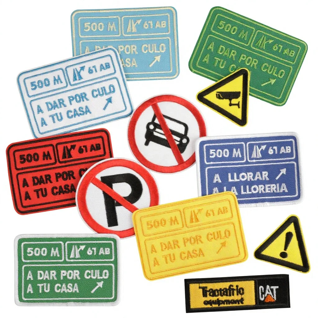 New Eco-Friendly Sew-On Nonwoven Felt Twill Embroidered Road Sign No Parking Patch for Hats Hoodies Bags Decoration