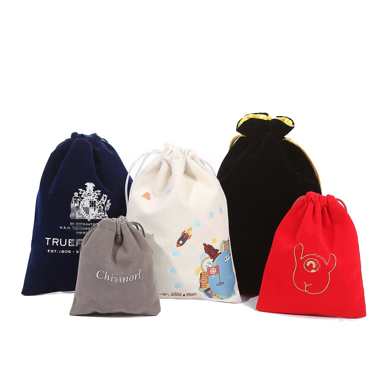 Custom Navy Blue Velvet Pouches 9*12cm Drawstring Makeup Gift Bags Timepiece Packaging for Daily Use Recyclable Feature
