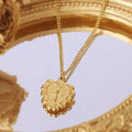 Vintage Jewelry Waterproof 18K Gold Plated Stainless Steel Necklace Exquisite Peach Heart Embossed Cross Pendant Necklace