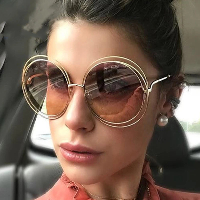 STORY 8048  Hot Sale Vintage Retro Coating Lens Ladies Sun Glasses UV400 Round Oversized Sunglasses Women