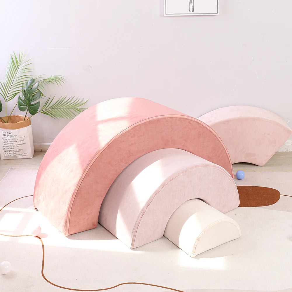 Foam Kids Play Couch Colorful Rainbow Shape Kids Play Games Couch Foldable Indoor Modular Kids Sofa
