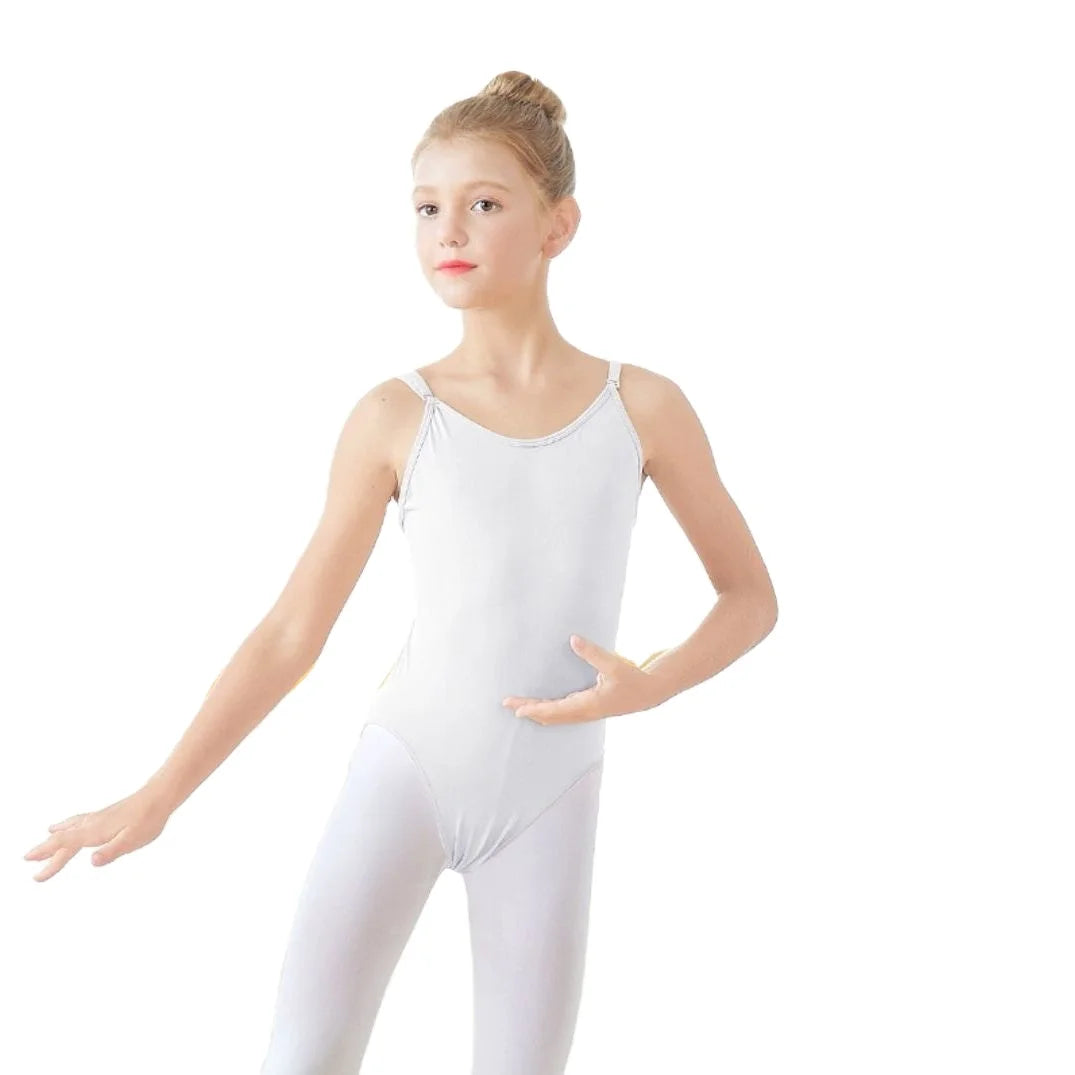 White Cotton Ballet Leotard With Unique Open Back Design for Girls and Children Dance Training Wear for Girls
