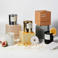 Luxury White and Gold square Gift Candle Jars Packaging Premium Two Piece Box for Candles 10 oz