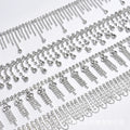 JFRT040 Wholesale Silver Necklace Crystal Garment Accessories Tassel Fringe Chain Glass Rhinestone Trim