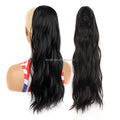 High Quality Long Wavy Synthetic Fake Clip in Drawstring Hair Piece Pony Tail Afro Ponytail Hair Extensions for Black Women 24"