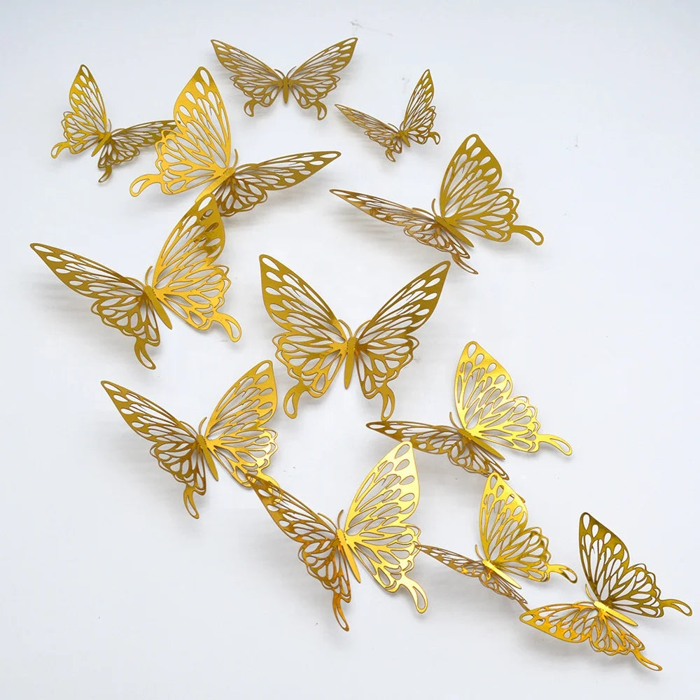 Gold Silver Rose Gold and Black 3D Butterfly Cake Toppers Paper Number Shape Party Supplies for Decorations at Parties
