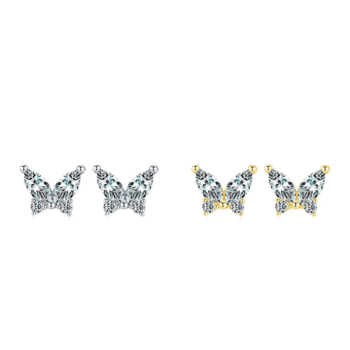 New Fashion Butterfly Stud Earrings High Quality 925 Sterling Silver 5A Zircon Stud Earring for Woman Gifts
