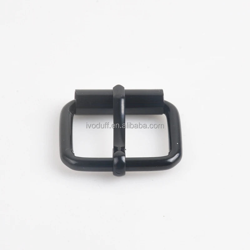 Ivoduff 25mm Matte Black Metal Handbag Webbing Leather Strap Roller Buckle Pin Belt Buckle