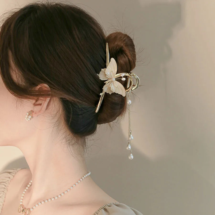 11cm Accesorios Para El Cabello Moda Elegant Butterfly Tassel Metal Shark Hair Claw Clip Fashion Korean Hair Clip Claw