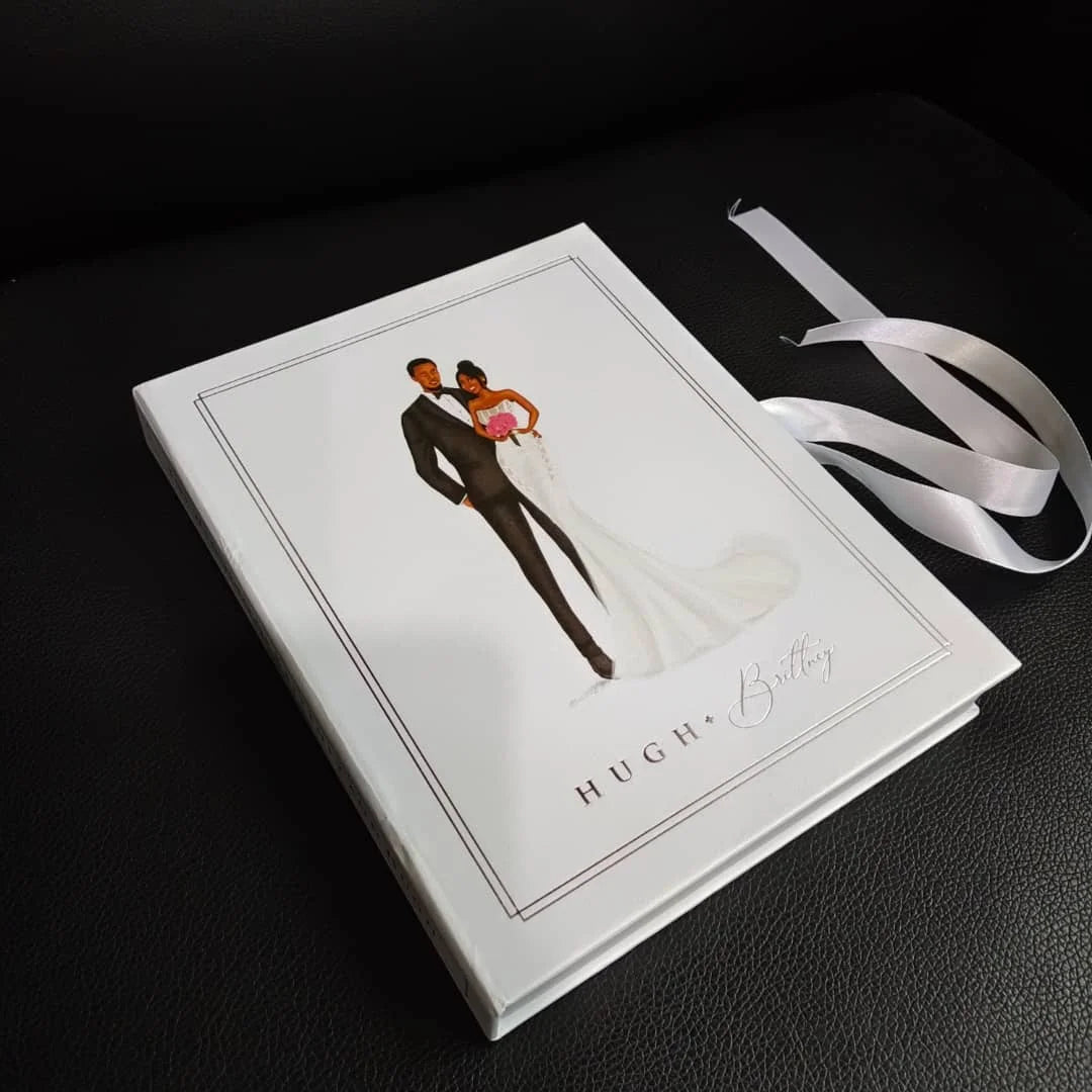 Creative Iridescent Acrylic Wedding Invitation Hardcover Box Wedding Invitation with Portrait on the Front