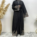 2024 New Hot Selling Abaya Middle Eastern Long-sleeved Embroidered Beaded Robe for Women Arabic Long Cardigan for Muslims