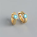 Turquoise Blue Hoop Earrings 925 Sterling Silver Turpoise Hoops with 18K Gold Plated Bohemian Jewelry for Women