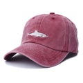TTB Wholesale Unisex Shark Logo Vintage Washed Denim Cotton Baseball Caps Custom Embroidery Distressed Dad Hat