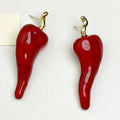 2025 New Arrival Fashion Jewelry Retro Gold Drip Oil Red Chili Splicing Earrings for Women Red Enamel Gold Plated Drop Earrings
