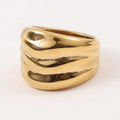 New Arrivals Women Fashion Minimalist Design Jewelry 18k Gold Plated Stainless Steel Wide Crease Shape Ring