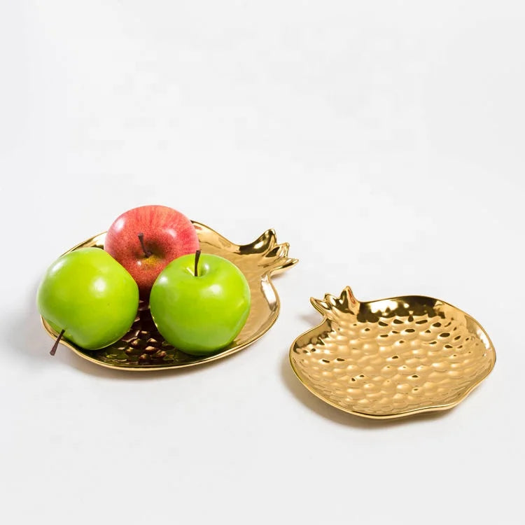 Nordic Golden Modern Ceramic Fruit Bowl Decorative Tableware Dry Fruit Plate Tray Decoration Home Accessories