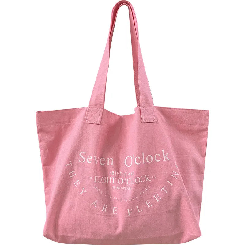 High Quality Custom 100% Eco-friendly Recyclable Plain Cotton Canvas Shopping Tote Bag Silk-screen Printed Logo Letter Pattern