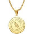 Wholesale Stainless Steel Faith Letter Lords Prayer Hand Pendant Necklace for Women Men Fashion Jewelry