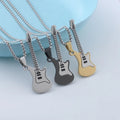 Men's Women's Trendy Titanium Steel Guitar Pendant Necklace Hip-Hop Rock Style Woolen Link Chain Gold Stainless Steel Jewelry