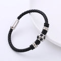 Wholesaler Fashion Jewelry Bangles Woven Leather Soccer Football Charm Men's Bracelet