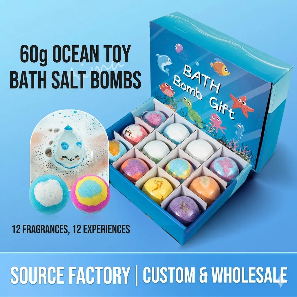 12PCS Bath Bomb Factory Custom Love Bombs for Rose Scented Organic Ocean Toy Bath Salt Ball Set Box Shower Steamers Bath Fizzies