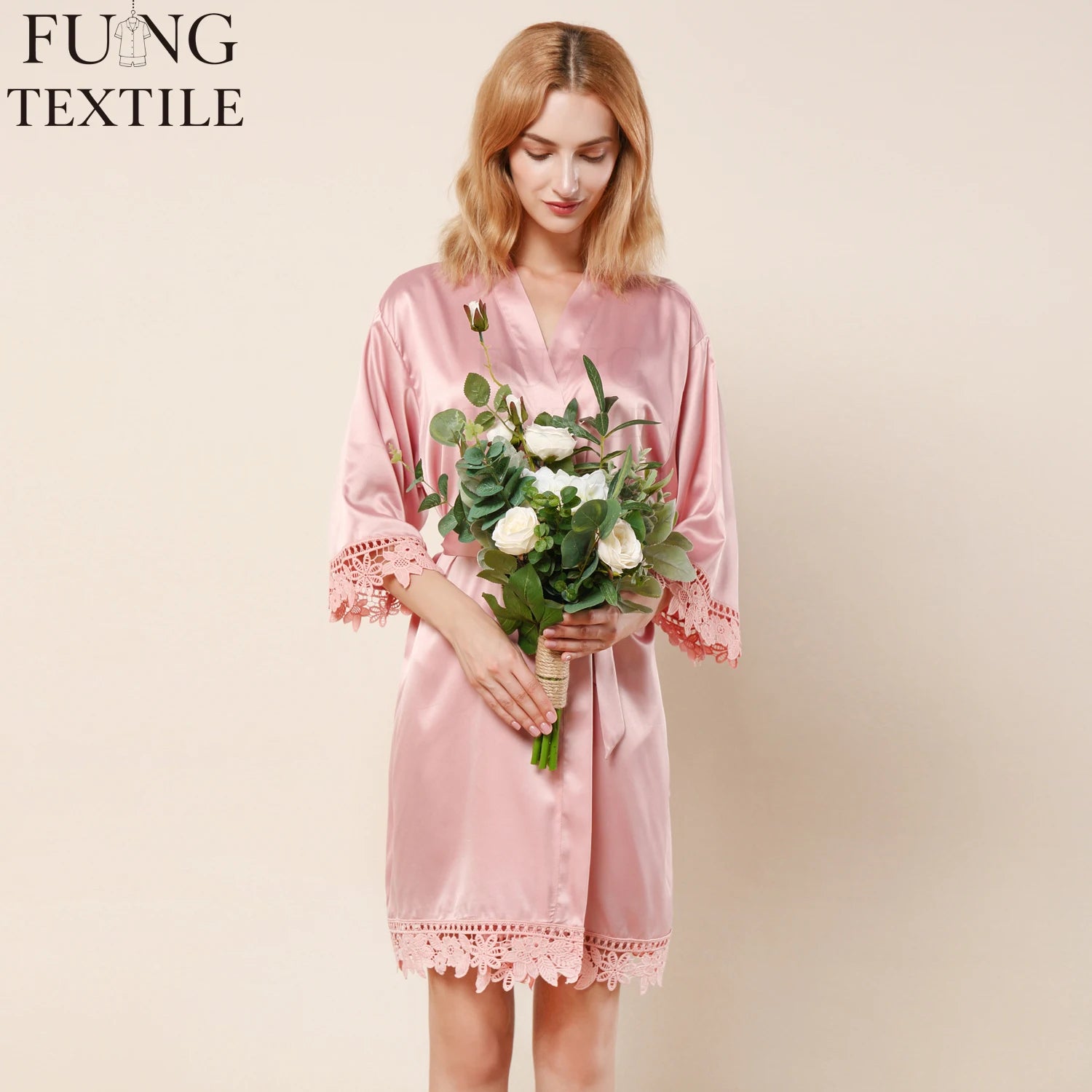 FUNG 3031 Women Satin Nightgown Bride 2026 New Women's Thin Bathrobe Bridesmaid Morning Gowns Bride Robe