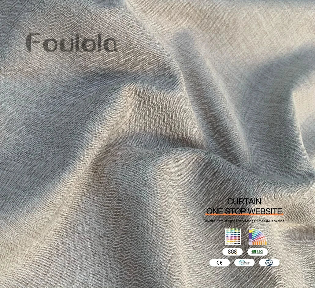 Factory Supply Natural Linen Solid Color Blackout Fabric Curtain Triple Weaving Artwork MegaBDM