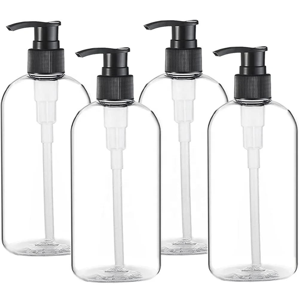 Portable 500ml Clear Cylinder Plastic Pump Dispenser Bottle Durable Refillable Empty Hand Pump Bottles Dispenser