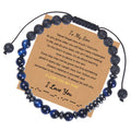 Qiuhan ODM Natural 6MM Blue Tiger Eye Beads I Love You Morse Code Bracelet