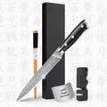 10% Off Custom Logo Fish Bone Damascus Pattern 5 Inch Damascus Steel Custom Steak Knives with Black Pakka Wood Handle
