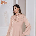 Middle East Muslim Womens Abaya Maxi Dress High Neck Embroidered Loose Long Robe Elegant Modest Fashion Outfit