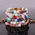 Hot Selling Custom Logo Multi Natural Stone Macrame Friendship Gemstone Beads Bracelet For Women