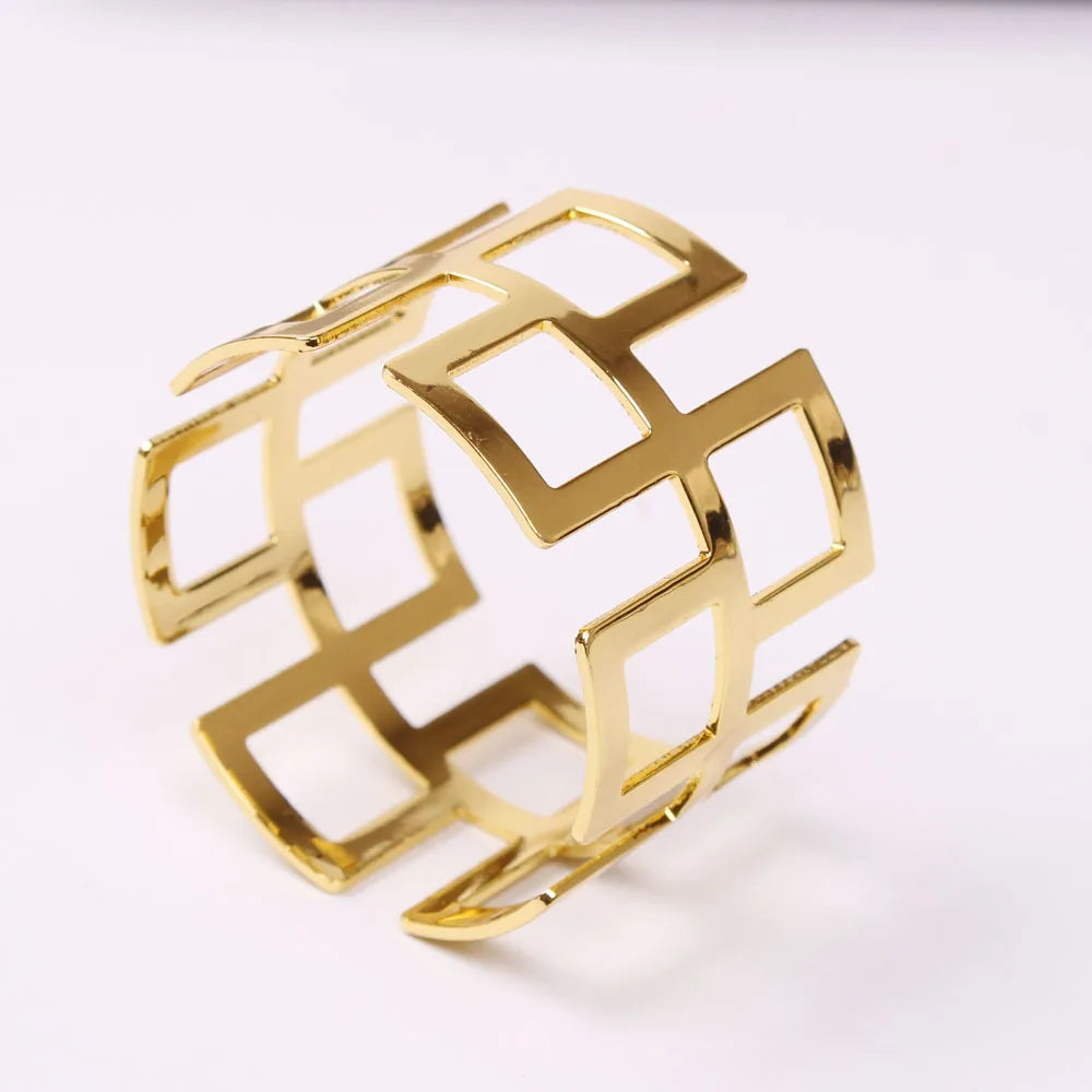 Stainless Steel Gold Table Ring Wedding Restaurant Decoration Dining Room Use Napkin Rings Holder Big Sugarcane Tubes