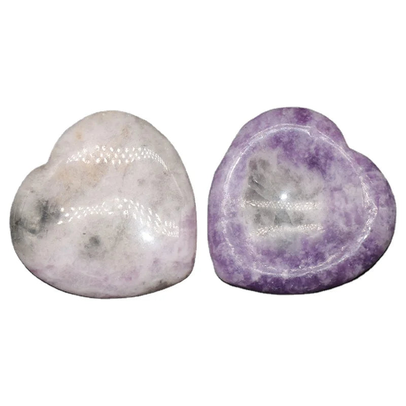 HZ Natural Healing Crystal Lepidolite Heart Shaped Thumb Worry Stone Jewelry For Decoration